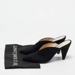 Pre Owned Prada Black Suede Mules Size 37
