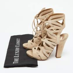 Prada Beige Suede Ankle Strap Sandals Size 35