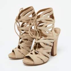 Prada Beige Suede Ankle Strap Sandals Size 35