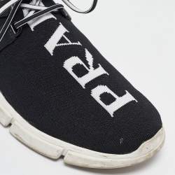 Prada Black/White Knit Fabric Lace Up Sneakers Size 37.5