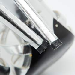 Pre Owned Prada Silver Leather Ankle Strap Sandals Size 39