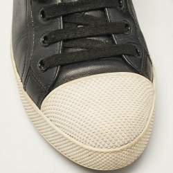 Pre Owned Prada Black Leather Lace Up Sneakers Size 36.5