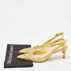 Prada Yellow Leather Pointed Toe Slingback Pumps Size 39.5