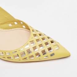 Prada Yellow Leather Pointed Toe Slingback Pumps Size 39.5