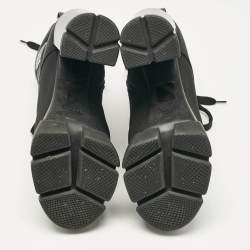 Prada Black Leather and Nylon Ankle Length Boots Size 38