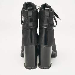 Prada Black Leather and Nylon Ankle Length Boots Size 38