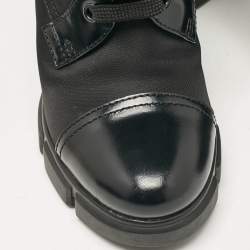 Prada Black Leather and Nylon Ankle Length Boots Size 38