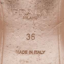 Prada Beige Saffiano Patent Leather Embellished Flat Slides Size 36