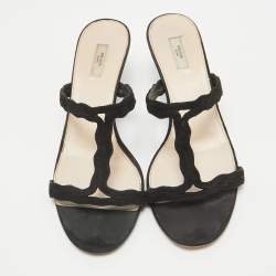 Prada Black Suede Slide Sandals Size 37