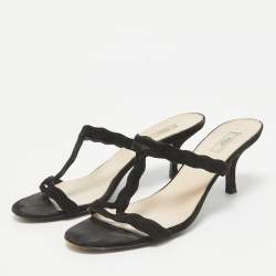 Prada Black Suede Slide Sandals Size 37