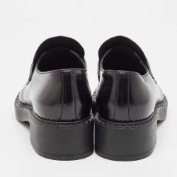 Pre Owned Prada Black Leather Slip On Loafers Size 39