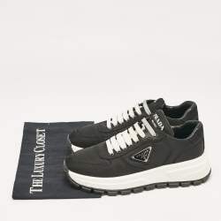 Prada Black Nylon Prax 01 Lace Up Sneakers Size 37