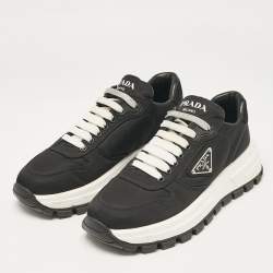 Prada Black Nylon Prax 01 Lace Up Sneakers Size 37