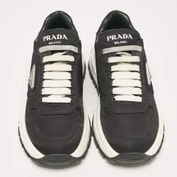 Prada Black Nylon Prax 01 Lace Up Sneakers Size 37