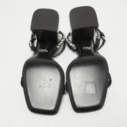 Prada Black Satin Embellished Ankle Strap Sandals Size 39