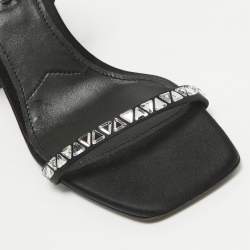 Prada Black Satin Embellished Ankle Strap Sandals Size 39
