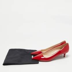 Pre Owned Prada Red Patent Leather Pointed Toe Pumps Size 39.5