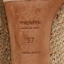 Prada Gold Snakeskin Leather Peep Toe Pumps Size 37