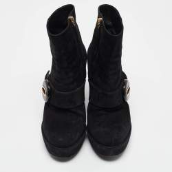 Prada Black Suede Zip Ankle Boots Size 37