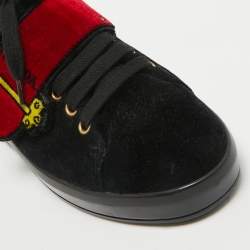 Prada Navy Blue/Red Velvet Grip Strap Lace Up Sneakers Size 38
