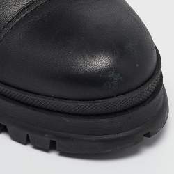 Prada Black Leather Lace Up Combat Boots Size 37