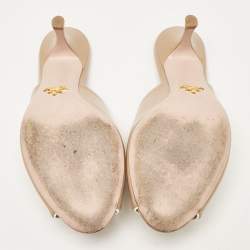 Prada Beige Patent Leather Slide Sandals Size 39.5
