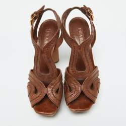 Prada Brown Leather Platform Sandals Size 39.5