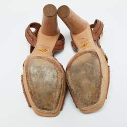 Prada Brown Leather Platform Sandals Size 39.5