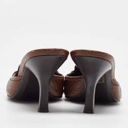 Prada Brown Leather Pointed Toe Mules Size 41