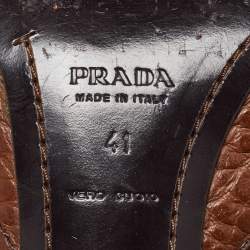 Prada Brown Leather Pointed Toe Mules Size 41