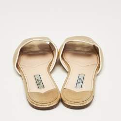 Prada Gold Leather Flat Slides Size 36.5
