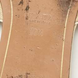 Prada Gold Leather Flat Slides Size 36.5