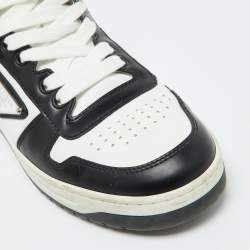 Pre Owned Prada Black/White Leather Downtown Low Top Sneakers Size 39.5