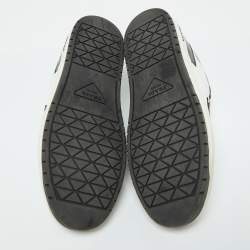 Pre Owned Prada Black/White Leather Downtown Low Top Sneakers Size 39.5
