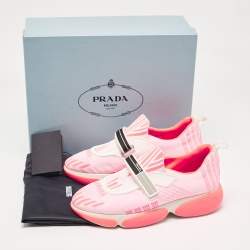 Pre Owned Prada Neon Pink Fabric Cloudbust Sneakers Size 37