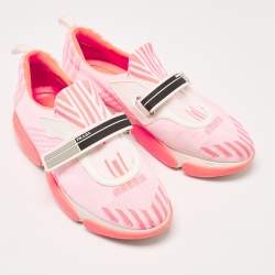 Pre Owned Prada Neon Pink Fabric Cloudbust Sneakers Size 37