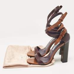 Prada Purple/Brown Leather Ankle Strap Sandals Size 36