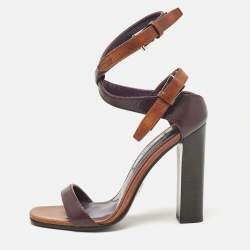 Prada Purple/Brown Leather Ankle Strap Sandals Size 36