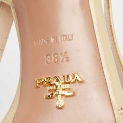 Prada Beige Patent Leather Slingback Sandals Size 38.5
