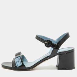 Prada Black Patent Leather Ankle Strap Sandals Size 37