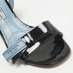 Prada Black Patent Leather Ankle Strap Sandals Size 37