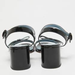 Prada Black Patent Leather Ankle Strap Sandals Size 37