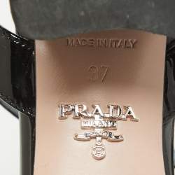 Prada Black Patent Leather Ankle Strap Sandals Size 37