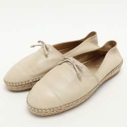 Prada Cream Leather Bow Espadrille Flats Size 38