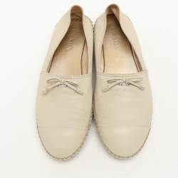 Prada Cream Leather Bow Espadrille Flats Size 38