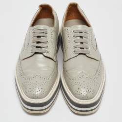 Prada Grey Leather Derby Sneakers Size 37