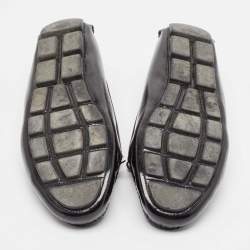 Pre Owned Prada Black Patent Leather Bow Smoking Slippers Size 39