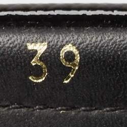 Pre Owned Prada Black Patent Leather Bow Smoking Slippers Size 39