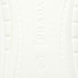 Prada White/Black Leather Logo Low Top Sneakers Size 39.5