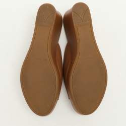 Prada Brown Saffiano Leather Platform Slide Sandals Size 38.5